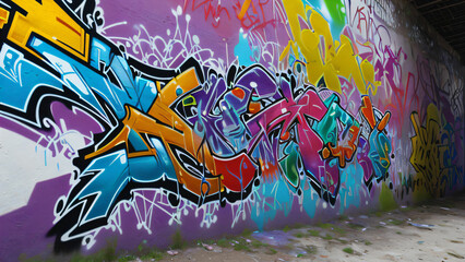 Colorful Urban Graffiti Wall with Abstract Street Art Design