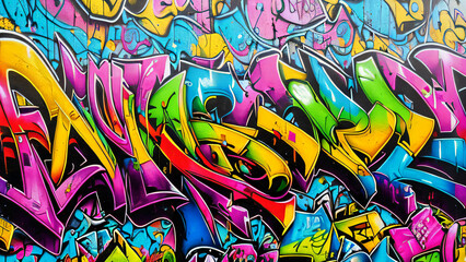 Colorful Urban Graffiti Wall with Abstract Street Art Design