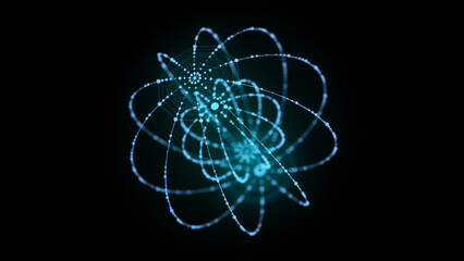 Technology blue sphere with connecting dots and lines. Digital abstract network structure. 3D rendering.