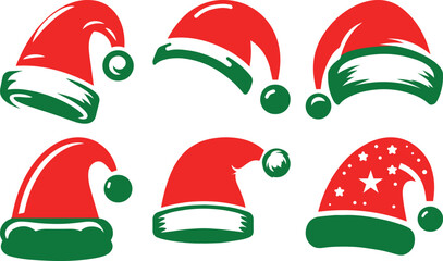 Merry Christmas Santa hat bundle icon vector art illustration