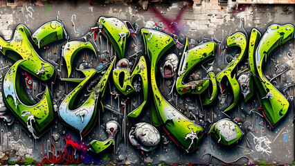 Colorful Urban Graffiti Wall with Abstract Street Art Design