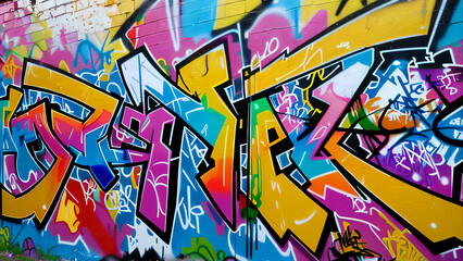 Obraz premium Colorful Urban Graffiti Wall with Abstract Street Art Design