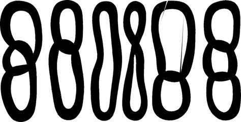 Minimalist black and white abstract chain link pattern design