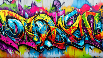 Obraz premium Colorful Urban Graffiti Wall with Abstract Street Art Design