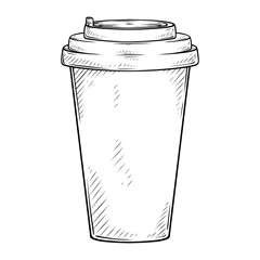 line art drawing illustration of a coffee cup