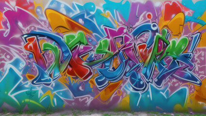 Colorful Urban Graffiti Wall with Abstract Street Art Design