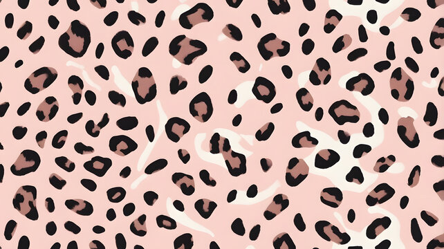Elegant Blush Pink Leopard Print Seamless Pattern Design for Fashion Fabrics Textiles Wallpaper Backgrounds Trendy Style Animal Print Texture