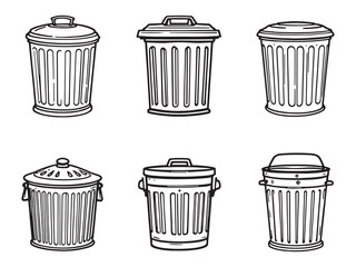 Metal Trash Can Simple Drawing