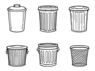 Metal Trash Can Minimal Sketch