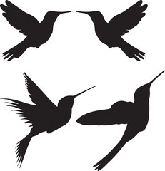 Flying bird silhouettes vector illustration eagle and wings nature animal flight art black