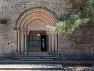entrance to the Romanesque church of the medieval town of Siurana, Priorat, Tarragona