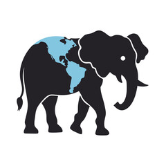 World Map Elephant Shape Silhouette