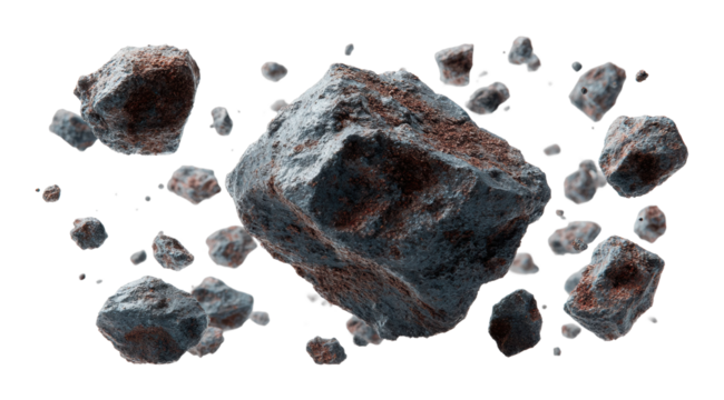 Asteroid collision event outer space 3d render cosmic environment high angle space science cut out png