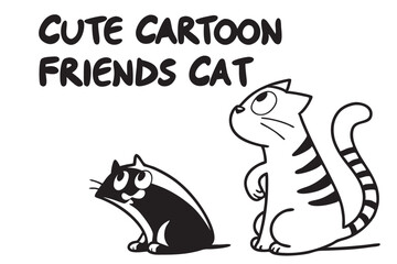 Cute cartoon cat friends illustration
