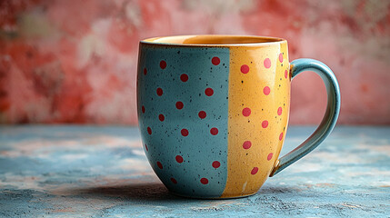 Cup of coffee and tea on wooden table in morning light