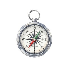 Compass watercolor illustration isolated on white background.