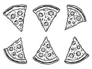 pizza margherita minimal line art design