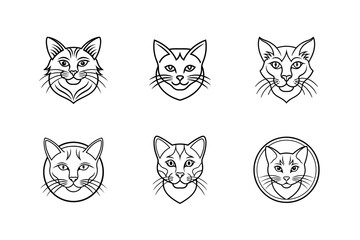 luxury cat logo icon line art silhouette vector