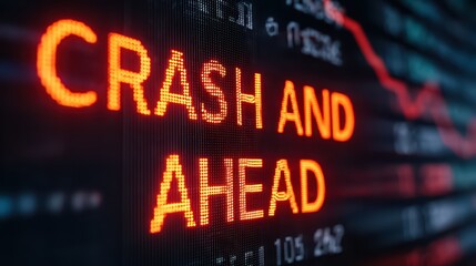 Stock Market Crash Warning Sign in Bright Red with Declining Graph Background