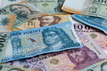 Hungarian forint bills in various denominations
