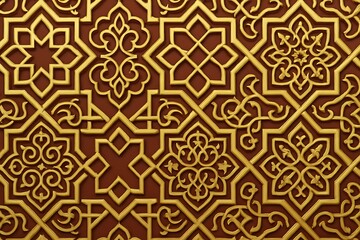 Obraz premium Ornate Golden Islamic Geometric Pattern Intricate Design Wall Art