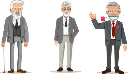 elderly gray-haired man in full growth