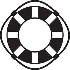 Nautical Life Ring Silhouette in Black | Marine Safety Icon Illustration Vector Format