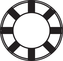 Nautical Life Ring Silhouette in Black | Marine Safety Icon Illustration Vector Format