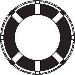 Nautical Life Ring Silhouette in Black | Marine Safety Icon Illustration Vector Format