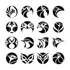 Set of Bird icon vector Silhouette illustration