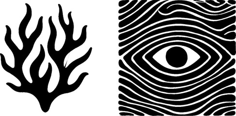 Abstract deer antler and eye themed line art for nature inspired design