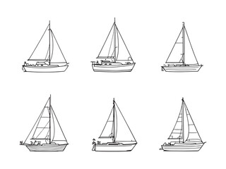 Minimalist sailboat line drawing collection
