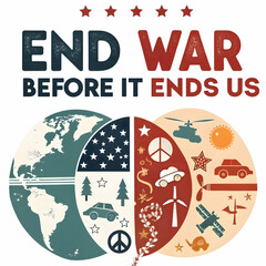 "War" Quote,  No war stand for peace, Vector illustration background isolated.