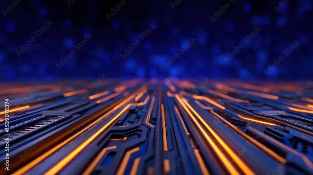 Poster futuristic technology background with circuit patterns and neon lines for digital and abstract theme