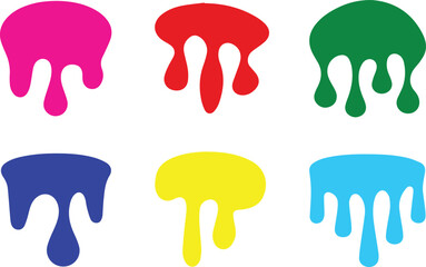 Colorful Dripping Paint Splash Icons – Bright Liquid Shape Set