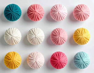 cheerful yarn pom-poms; handcrafted bursts of color for festive decor
