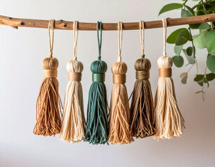 woven echoes; bohemian yarn tapestry with driftwood accent