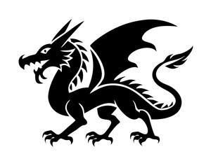 Fototapeta premium Rising Dragon Vector Illustration | Mythical Beast Ascending | Tribal Dragon Art | Dynamic Asian Symbol