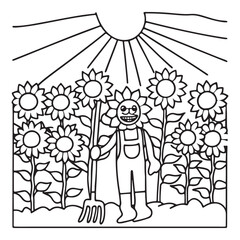 Spooky Summer – Cute and Easy Coloring Pages for All Ages | Fun Halloween-Inspired Summer Scenes | Line art vector illustration Print | Summer Coloring Page | Cute Scary Coloring page