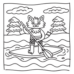 Spooky Summer – Cute and Easy Coloring Pages for All Ages | Fun Halloween-Inspired Summer Scenes | Line art vector illustration Print | Summer Coloring Page | Cute Scary Coloring page