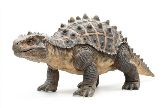 Detailed Ankylosaurus Dinosaur Model Paleontology Jurassic Era Prehistoric on White Background. Generative Ai