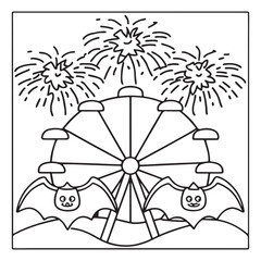Spooky Summer – Cute and Easy Coloring Pages for All Ages | Fun Halloween-Inspired Summer Scenes | Line art vector illustration Print | Summer Coloring Page | Cute Scary Coloring page