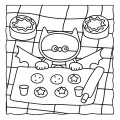 Spooky Summer – Cute and Easy Coloring Pages for All Ages | Fun Halloween-Inspired Summer Scenes | Line art vector illustration Print | Summer Coloring Page | Cute Scary Coloring page