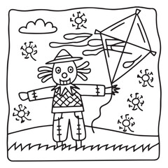 Spooky Summer – Cute and Easy Coloring Pages for All Ages | Fun Halloween-Inspired Summer Scenes | Line art vector illustration Print | Summer Coloring Page | Cute Scary Coloring page