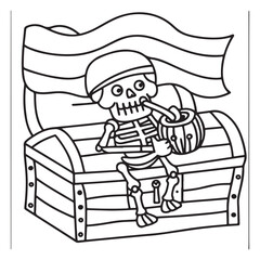 Spooky Summer – Cute and Easy Coloring Pages for All Ages | Fun Halloween-Inspired Summer Scenes | Line art vector illustration Print | Summer Coloring Page | Cute Scary Coloring page