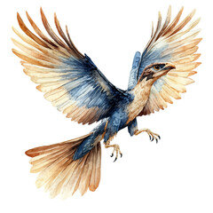 Archaeopteryx, watercolor painting vector, isolated on a white background.