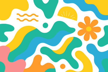 A template for a summer concept with a colorful abstract pattern serving as the background in a vector illustration