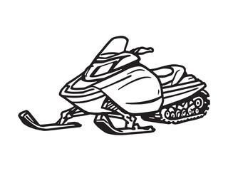 Snowmobile simple drawing with minimal style