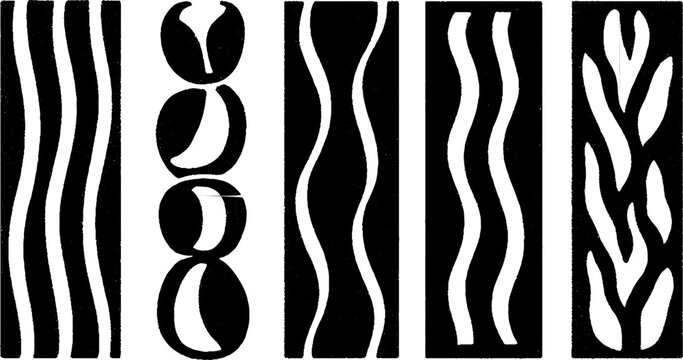 Abstract geometric patterns with parallel bars and broken grid curves for artistic design