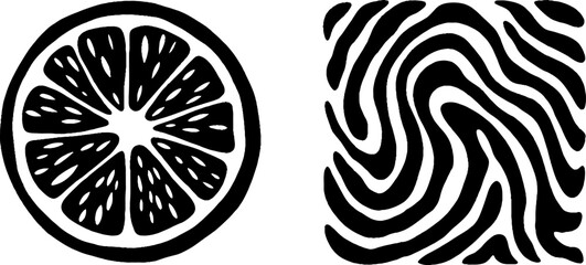 Citrus-inspired artistic design featuring lime slice and abstract pattern